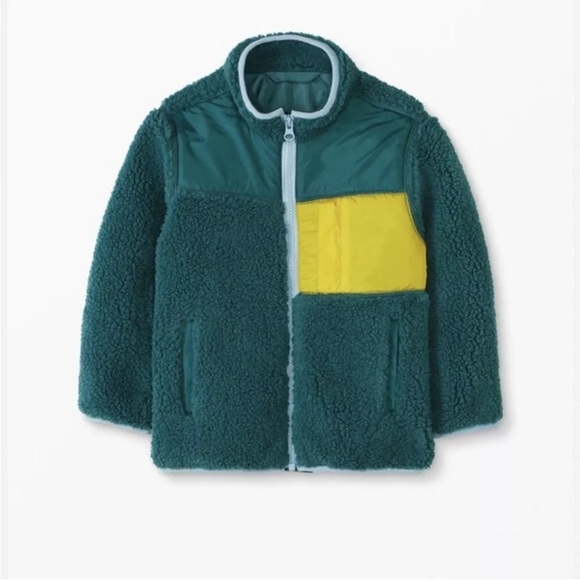 Hanna Andersson Faux Shearling Jacket Green Juniper 6/7Y Unisex Fall Winter Cozy - Picture 1 of 5